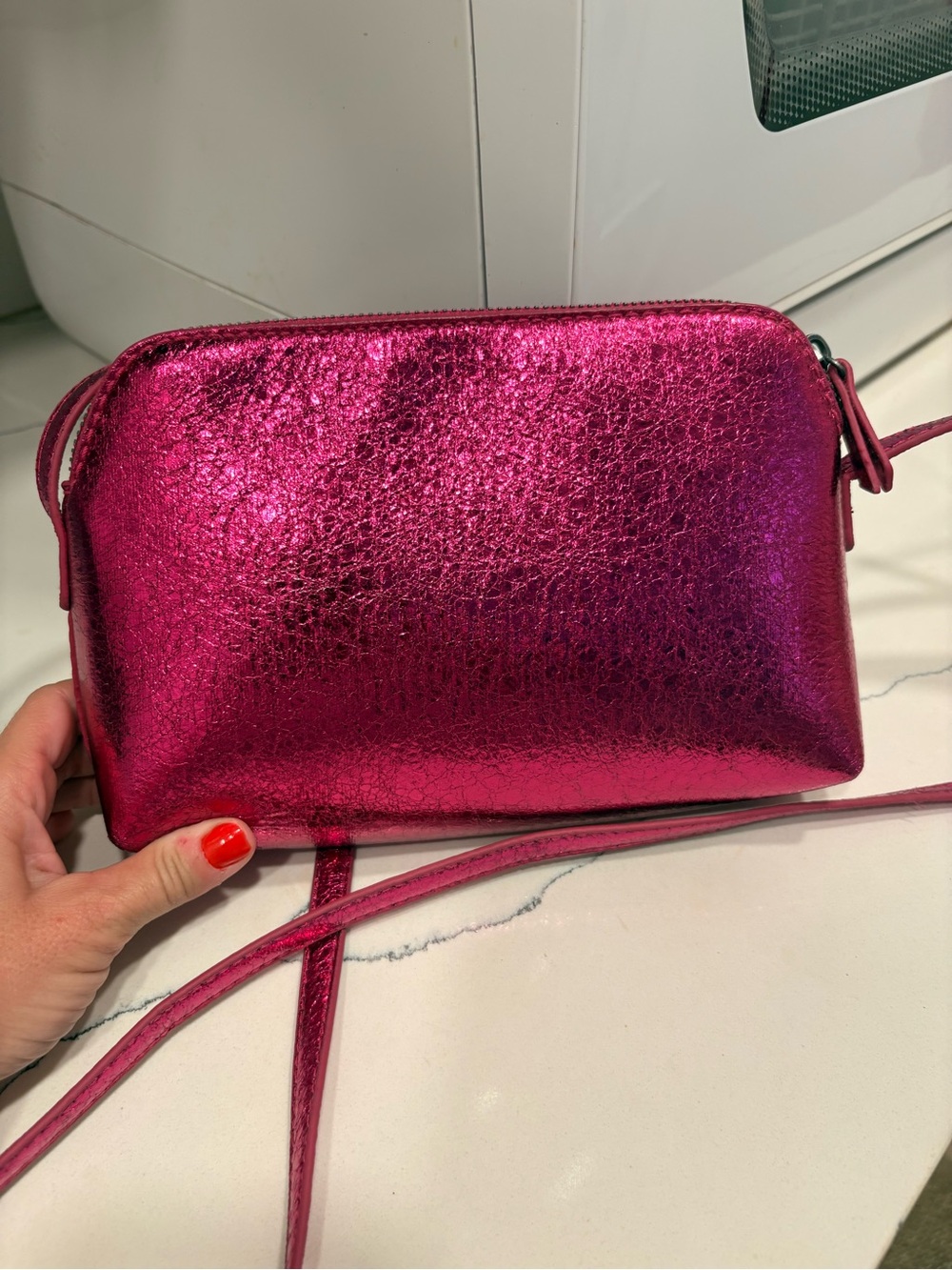 Metallic Fuchsia Crossbody Bag